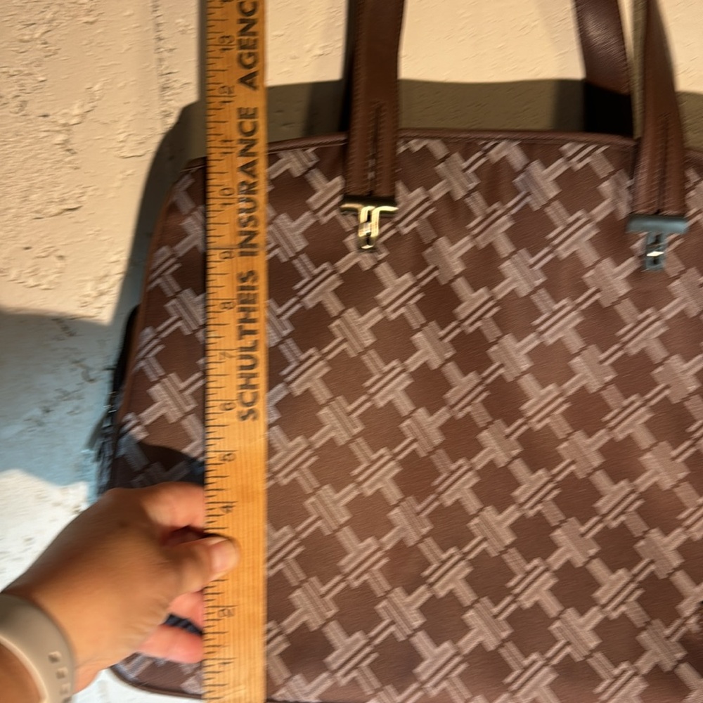 TUMI Maroon Patterned Canvas Laptop Bag - Picture 3 of 14